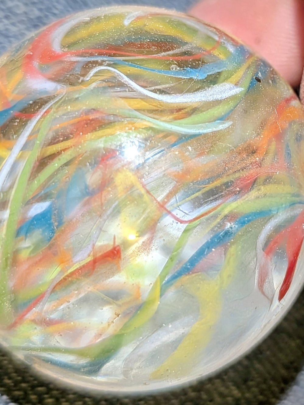 Hand-Blown Multicolor Glass Orb - Colorful Swirl Home Art